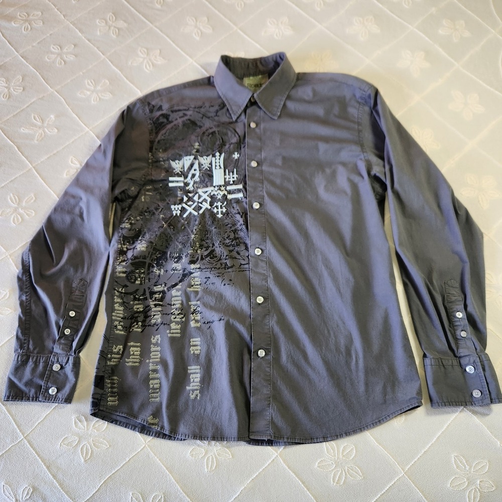 Roar Embroidered Long Sleeve‎ Button Down Men's Sz L Y2K Forever Roar No Excuses